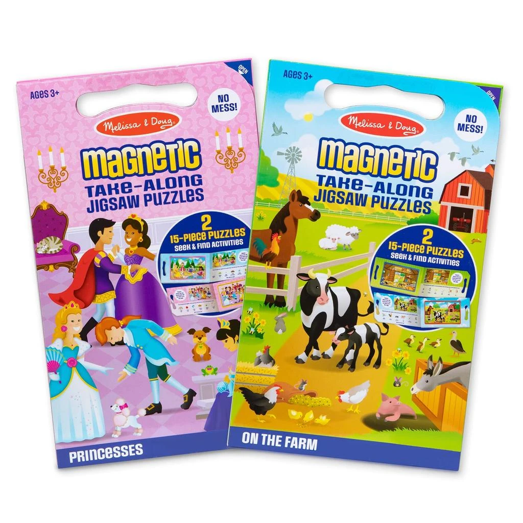 商品Melissa & Doug|Melissa & Doug Magnetic Take-Along Jigsaw Bundle - Farm/Princesses,价格¥130,第1张图片