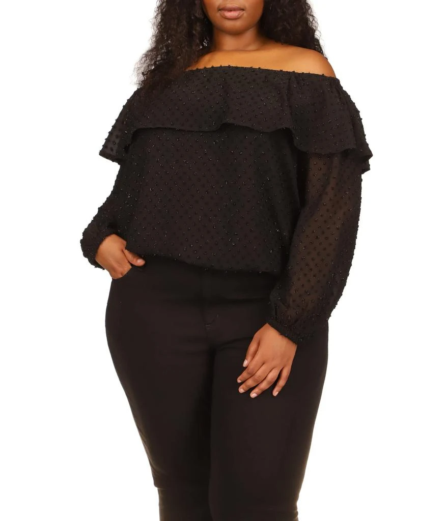 商品Michael Kors|Plus Size Clip Chiffon Off Shoulder Top,价格¥616,第1张图片