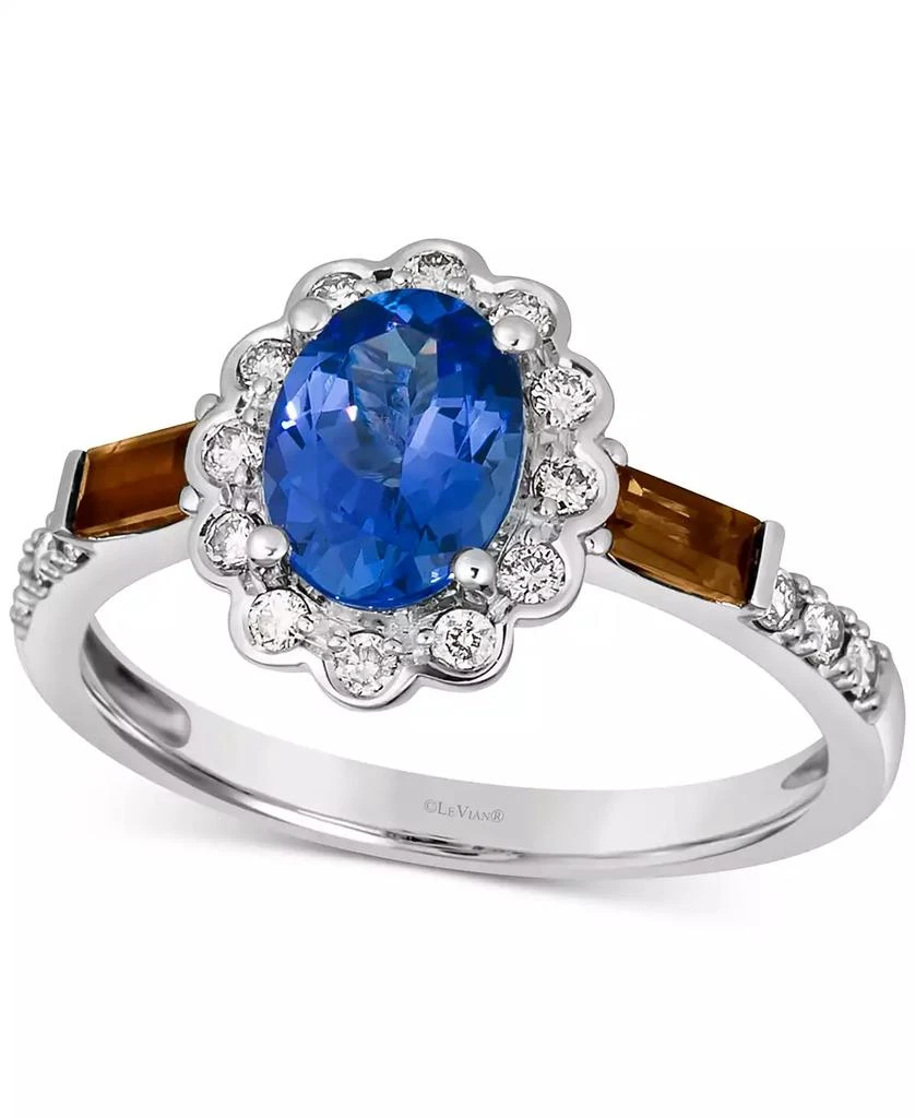 商品Le Vian|Blueberry Tanzanite (1 ct. t.w.), Chocolate Quartz (1/5 ct. t.w.) & Nude Diamond (1/4 ct. t.w.) Halo Ring in 14k White Gold,价格¥9279,第1张图片