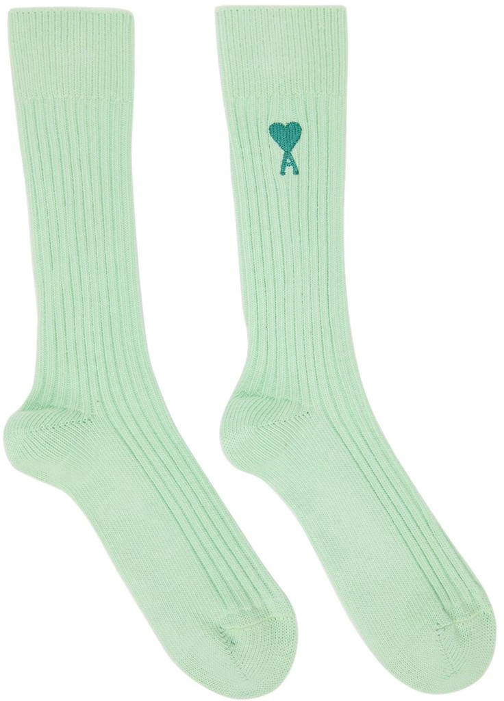 商品AMI|Green Ami De Cœur Plain Socks,价格¥236,第1张图片