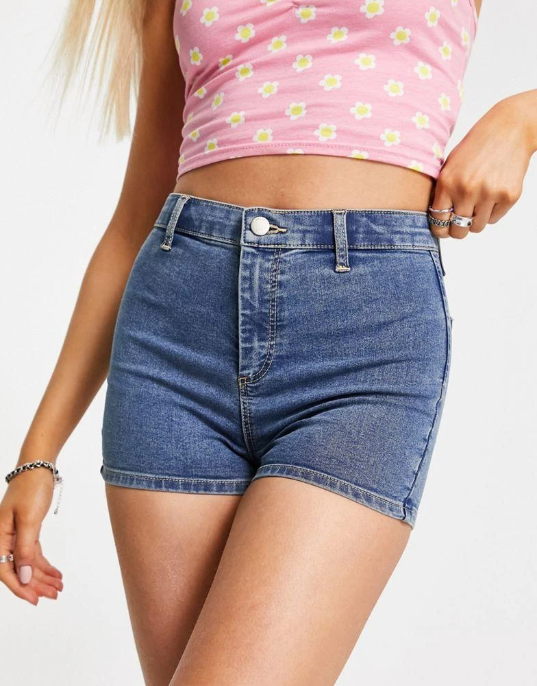 商品Topshop|Topshop Joni denim short in mid blue,价格¥125,第1张图片