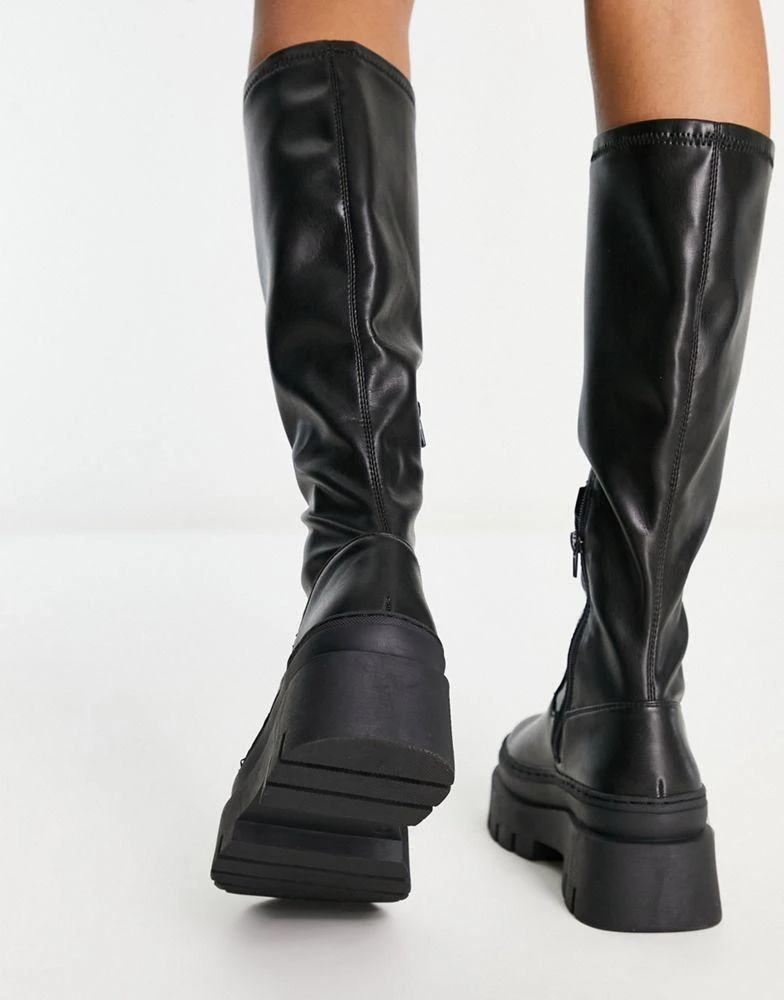 商品ASOS|ASOS DESIGN Caramel chunky knee boots in black,价格¥373,第2张图片详细描述
