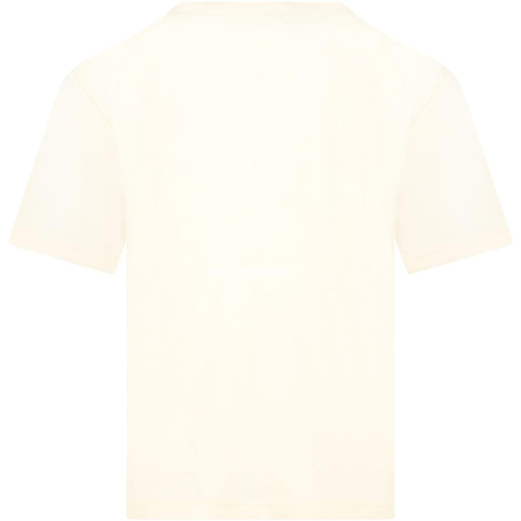 Gucci Ivory T-shirt For Boy With Yellow Logo商品第2张图片规格展示