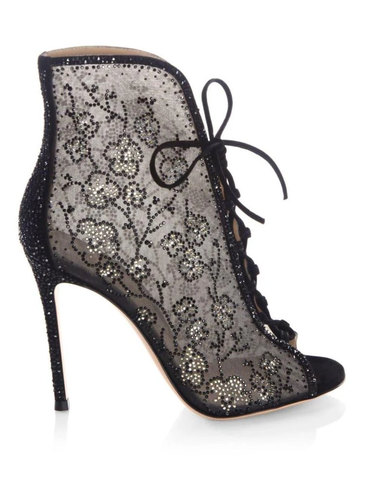 商品Gianvito Rossi|Crystal Mesh Lace-Up Booties,价格¥14601,第5张图片详细描述