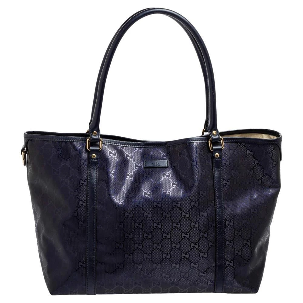 商品[二手商品] Gucci|Gucci Metallic Blue GG Imprime Canvas and Leather Medium Joy Shopping Tote,价格¥3442,第1张图片