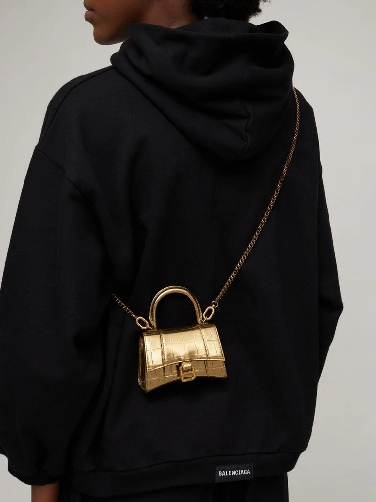 商品Balenciaga|Mini Hourglass Croc Embossed Leather Bag,价格¥11986,第2张图片详细描述