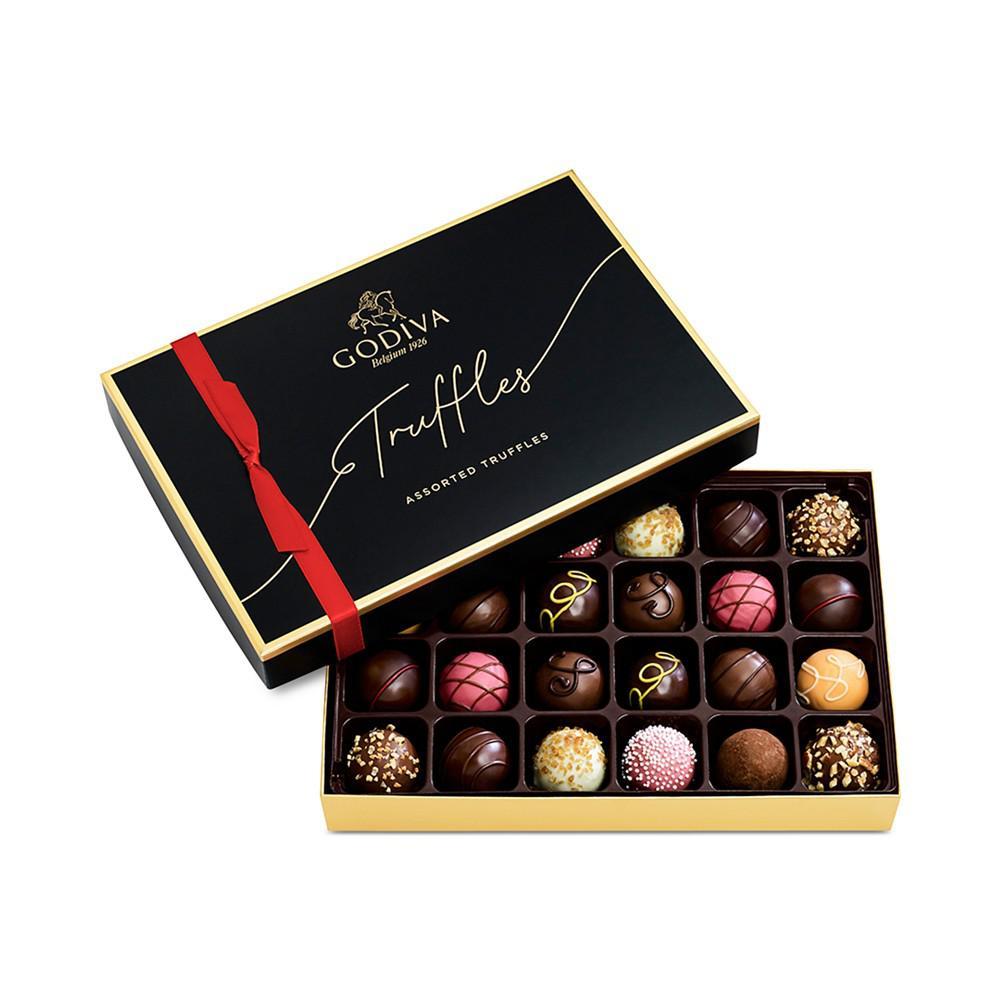商品Godiva|Holiday Signature Chocolate Truffles Gift Box with Red Ribbon, 24-Pieces,价格¥439,第1张图片