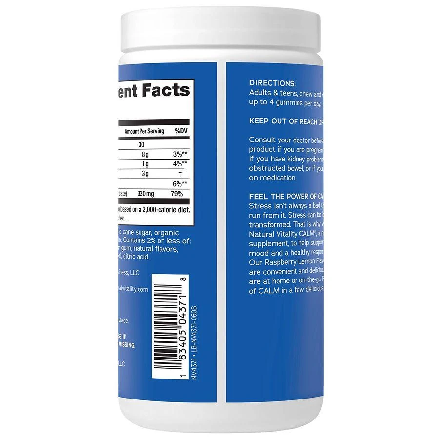 商品Natural Vitality|CALM Gummies Magnesium Supplement Raspberry-Lemon,价格¥164,第3张图片详细描述