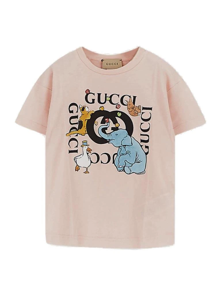 商品Gucci|Gucci Kids Logo Printed Crewneck T-Shirt,价格¥755,第1张图片