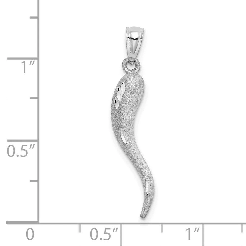 商品Diamond2Deal|10k White Gold Solid Diamond-Cut Italian Horn Charm,价格¥2146,第2张图片详细描述