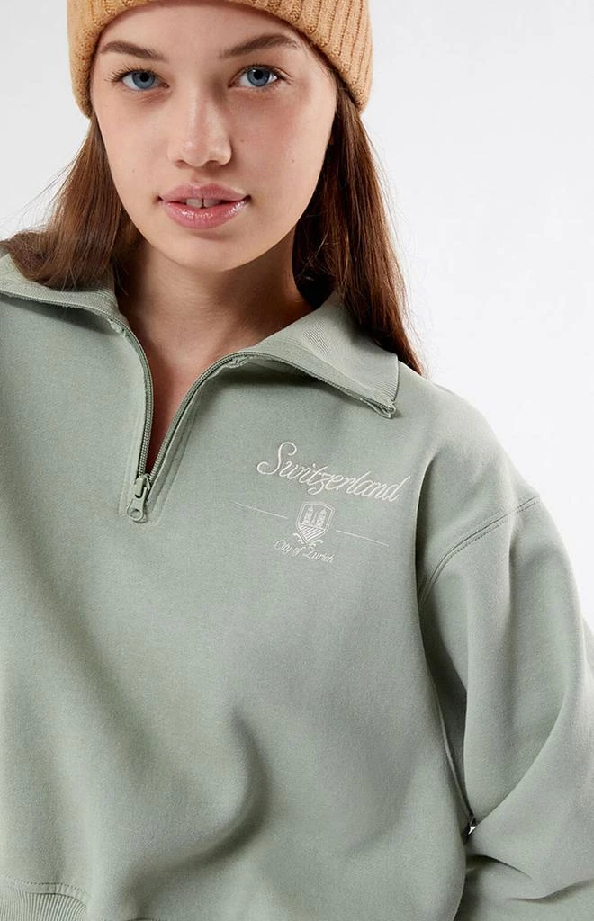 商品PacSun|Switzerland Half Zip Cropped Sweatshirt,价格¥157,第2张图片详细描述