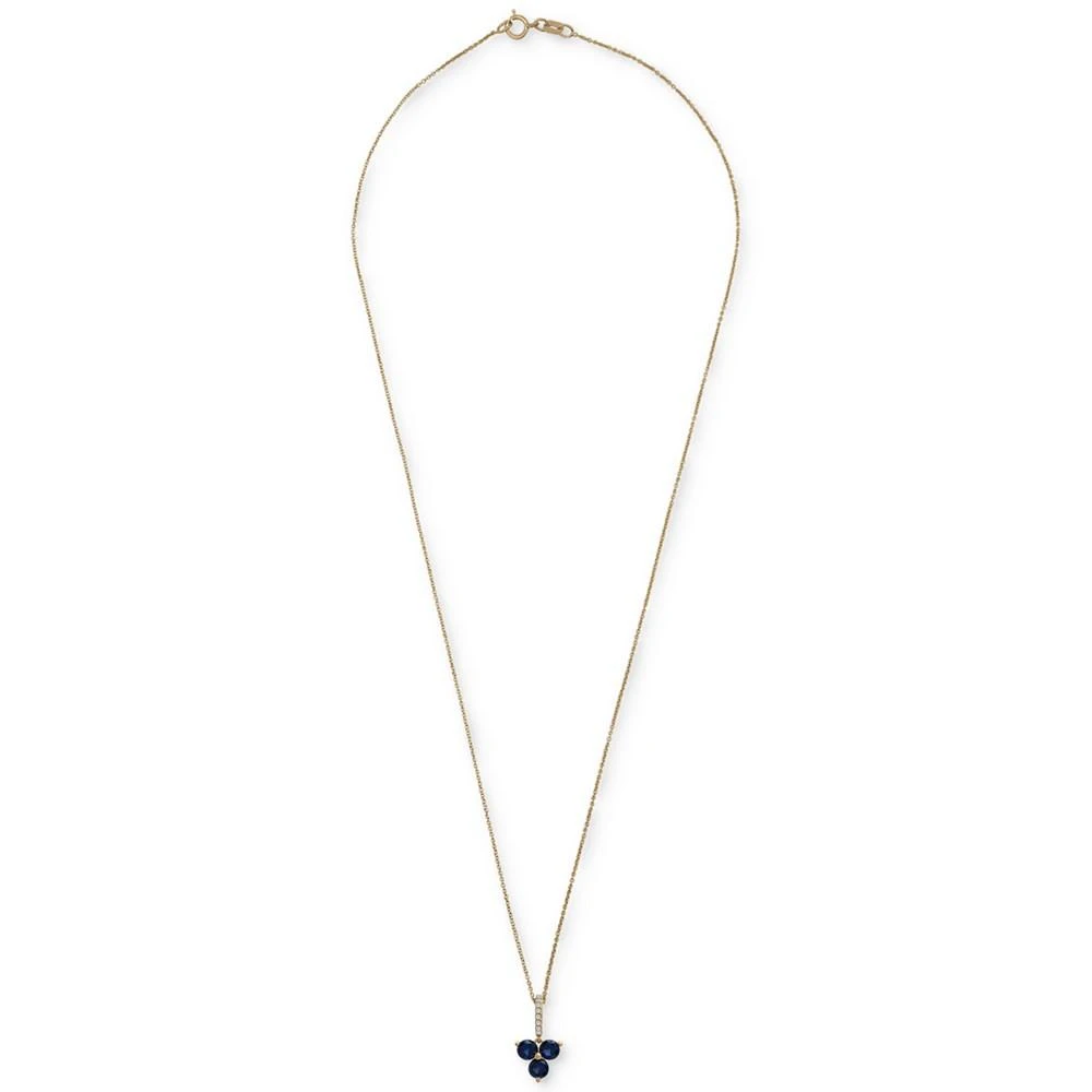 商品Macy's|Lab-Created Blue Sapphire (1-1/10 ct. t.w.) & Diamond (1/20 ct. t.w.) Trillium 18" Pendant Necklace in 14k Gold-Plated Sterling Silver,价格¥2448,第3张图片详细描述