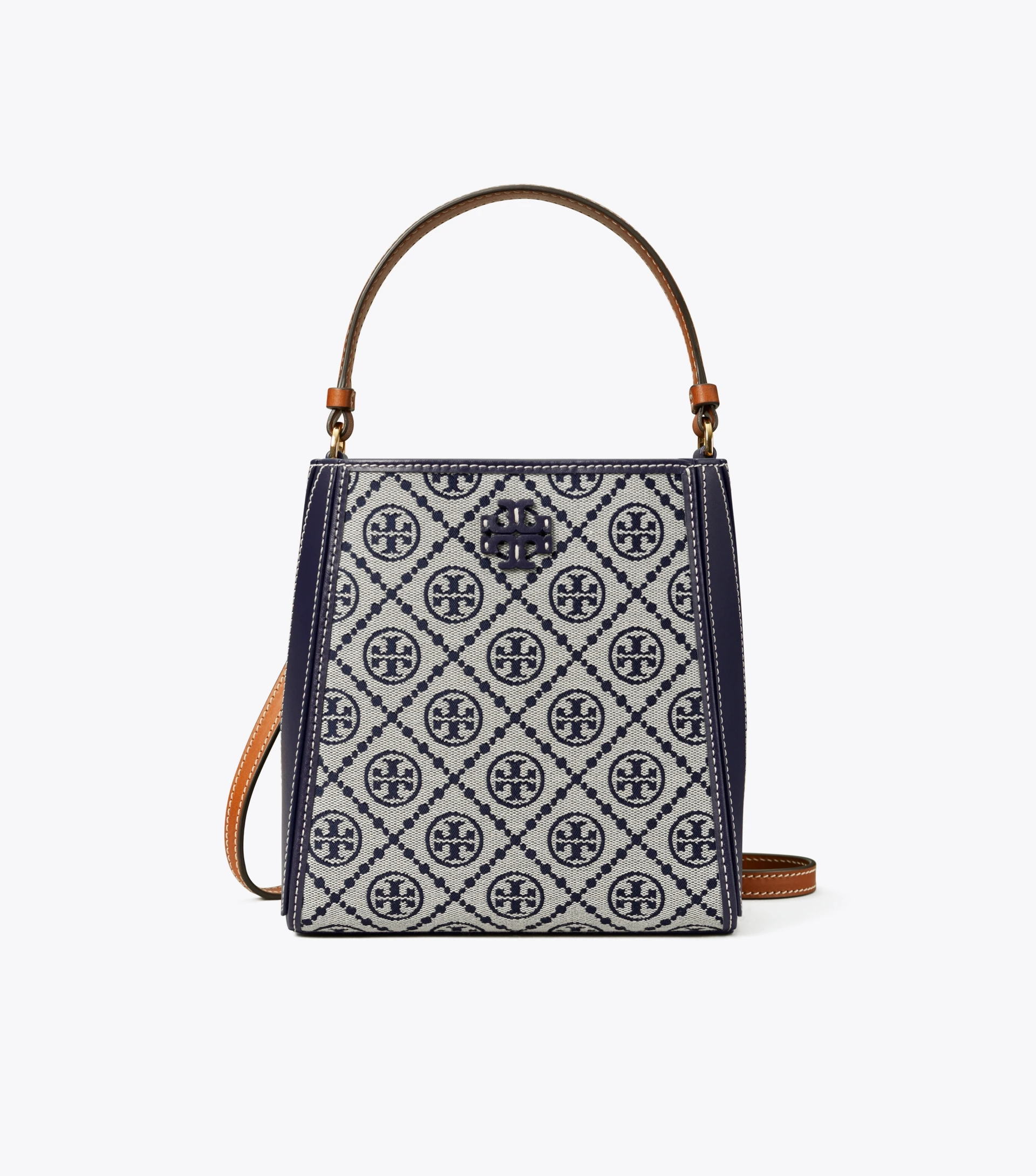 商品[国内直发] Tory Burch|TORY BURCH McGraw 徽标Logo磁性按扣 荔枝纹皮革 水桶包单肩斜挎手提包 小号,价格¥3532,第2张图片详细描述