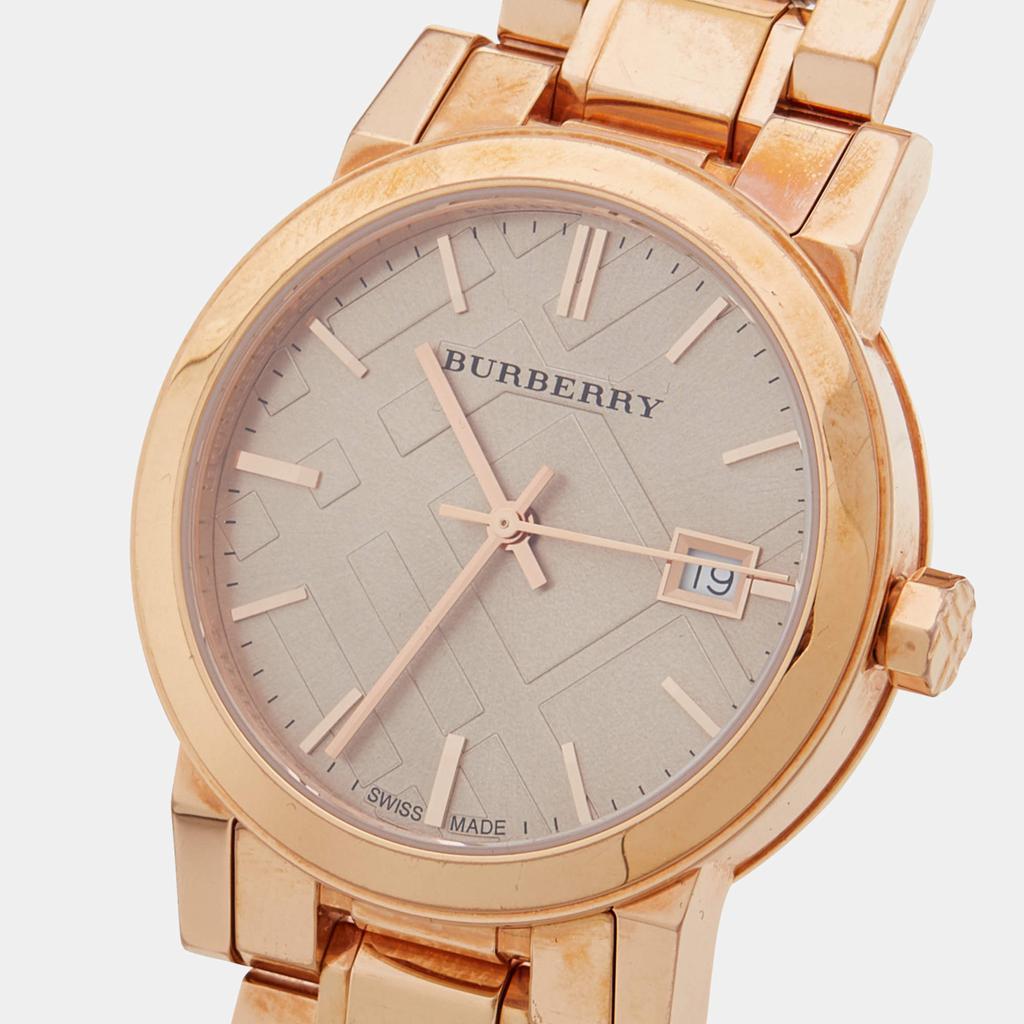 商品[二手商品] Burberry|Burberry Champagne Rose Gold Plated Stainless Steel The City BU9135 Women's Wristwatch 34 mm,价格¥2913,第4张图片详细描述