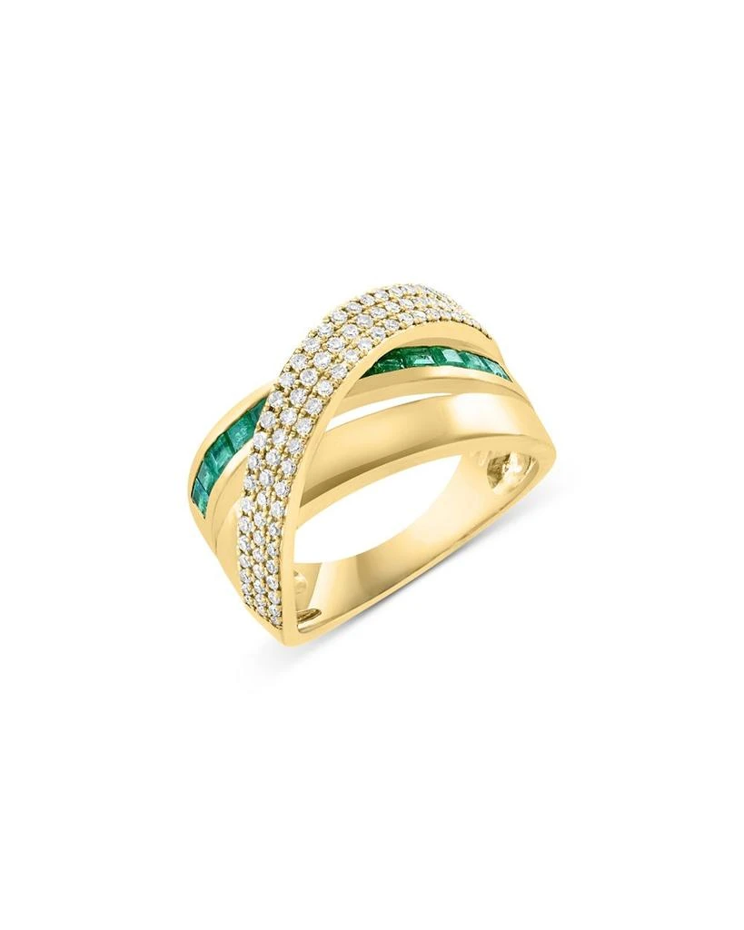 商品Bloomingdale's|Emerald & Diamond Crossover Ring in 14K Yellow Gold,价格¥10258,第1张图片