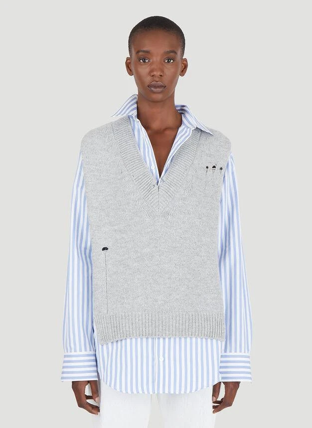 商品MAISON MARGIELA|Knit Vest Layered Shirt in Blue,价格¥10090,第1张图片