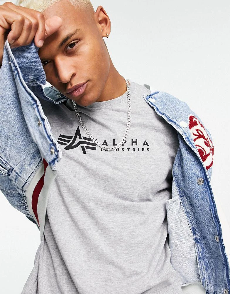 商品Alpha Industries|Alpha Industries 2 pack label logo t-shirt in grey marl/navy,价格¥174,第2张图片详细描述