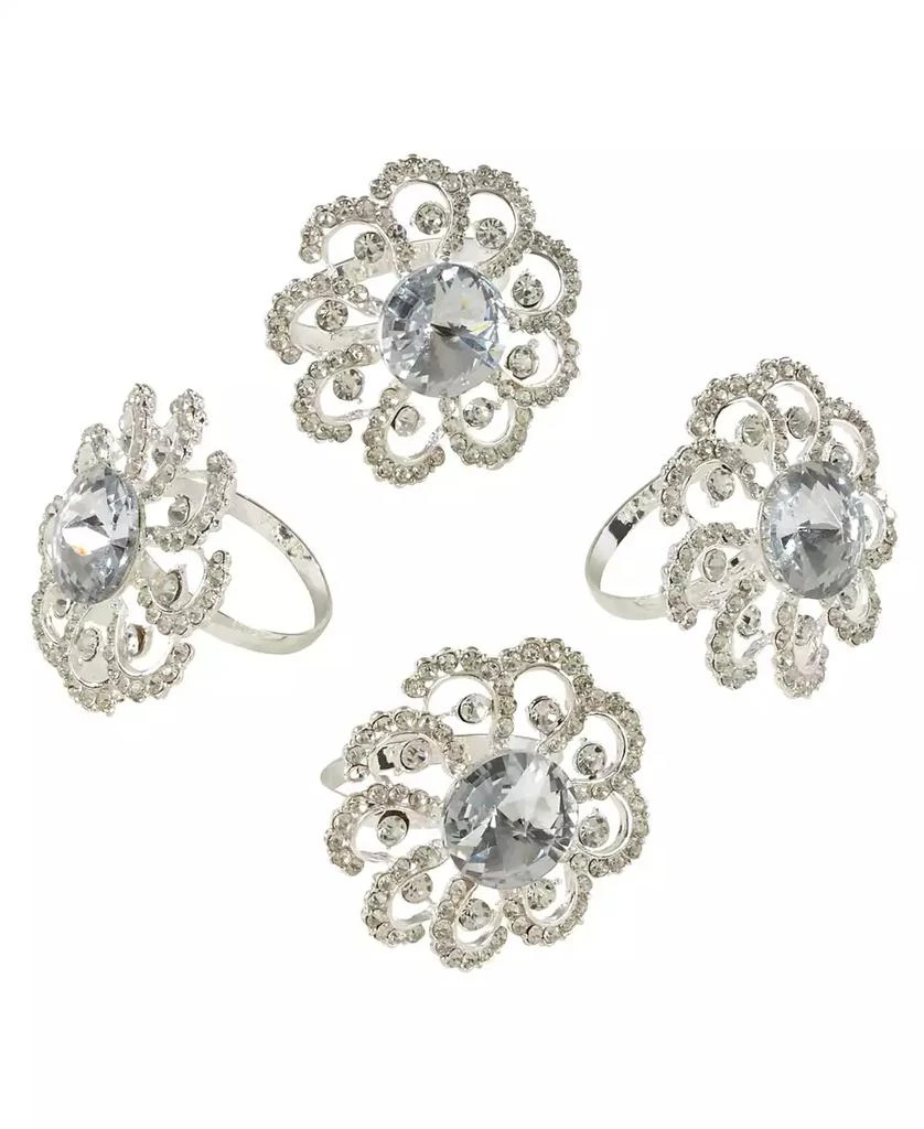 商品Saro Lifestyle|Jeweled Floral Napkin Ring Set of 4, 1.5" x 1.5",价格¥417,第2张图片详细描述
