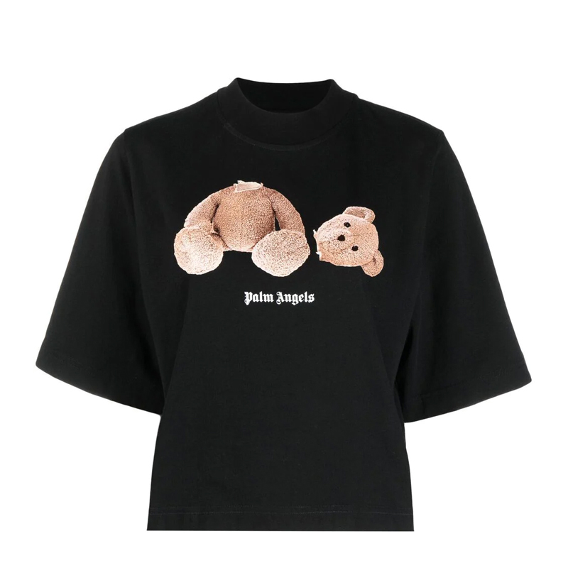 Palm Angels 女士黑色断头熊短款短袖T恤 PWAA02-0S21JE-R001-1060商品第1张图片规格展示