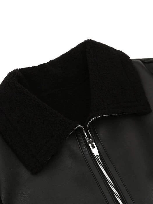 商品SPERONE|Square Pocket Fake Leather Jacket_Black,价格¥1166,第4张图片详细描述
