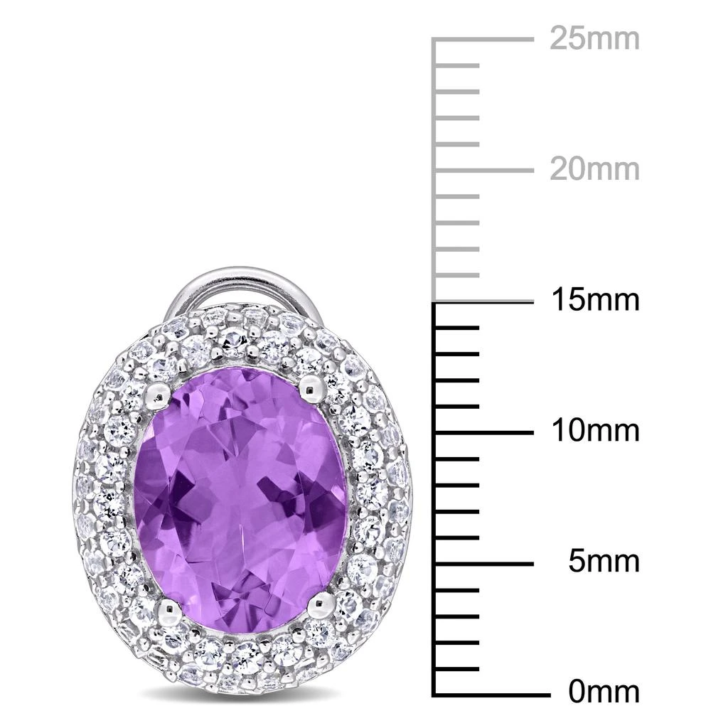 商品Mimi & Max|5 2/5ct TGW Oval-Cut Amethyst and White Topaz Double Halo Leverback Earrings in Sterling Silver,价格¥890,第3张图片详细描述