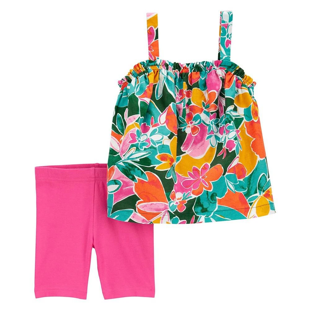 商品Carter's|Baby Girls Tropical Printed Tank and Bike Shorts, 2 Piece Set,价格¥82,第1张图片