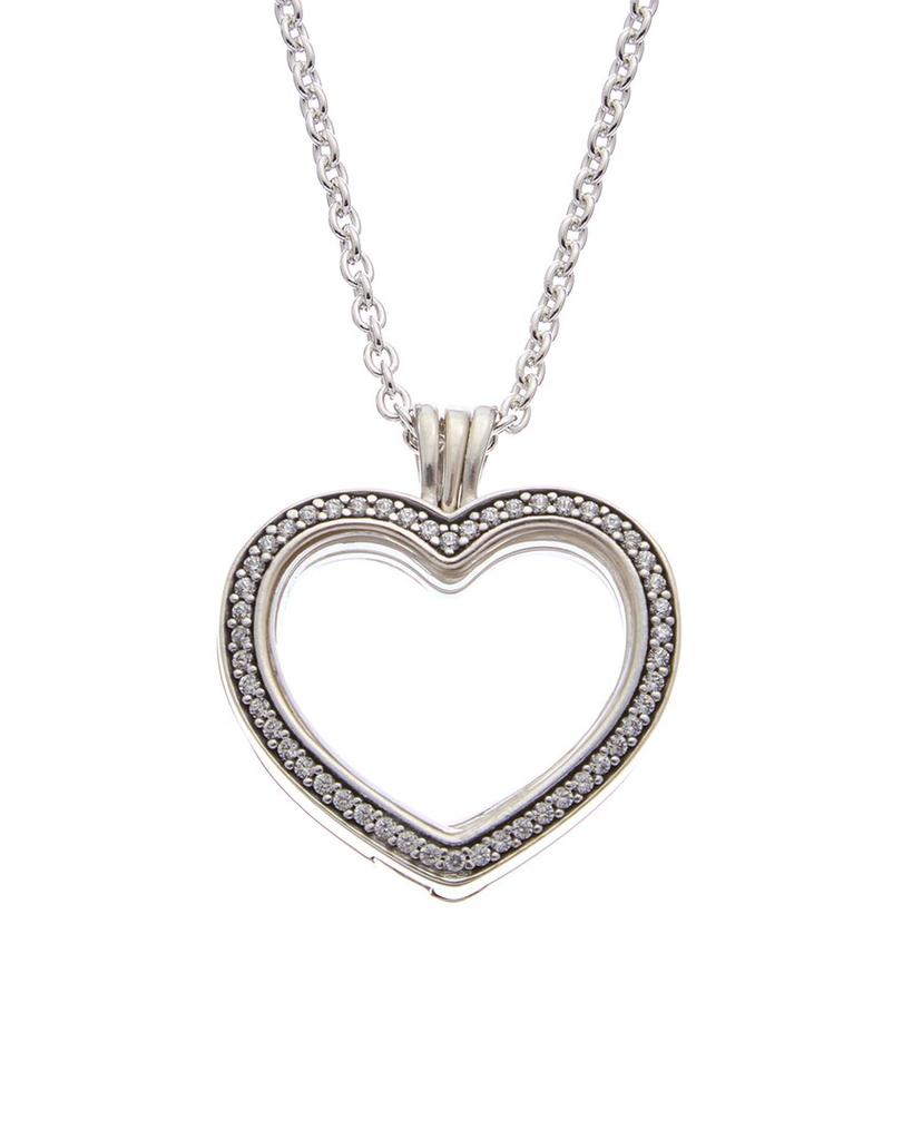 Pandora Silver CZ Heart Floating Locket Necklace商品第1张图片规格展示