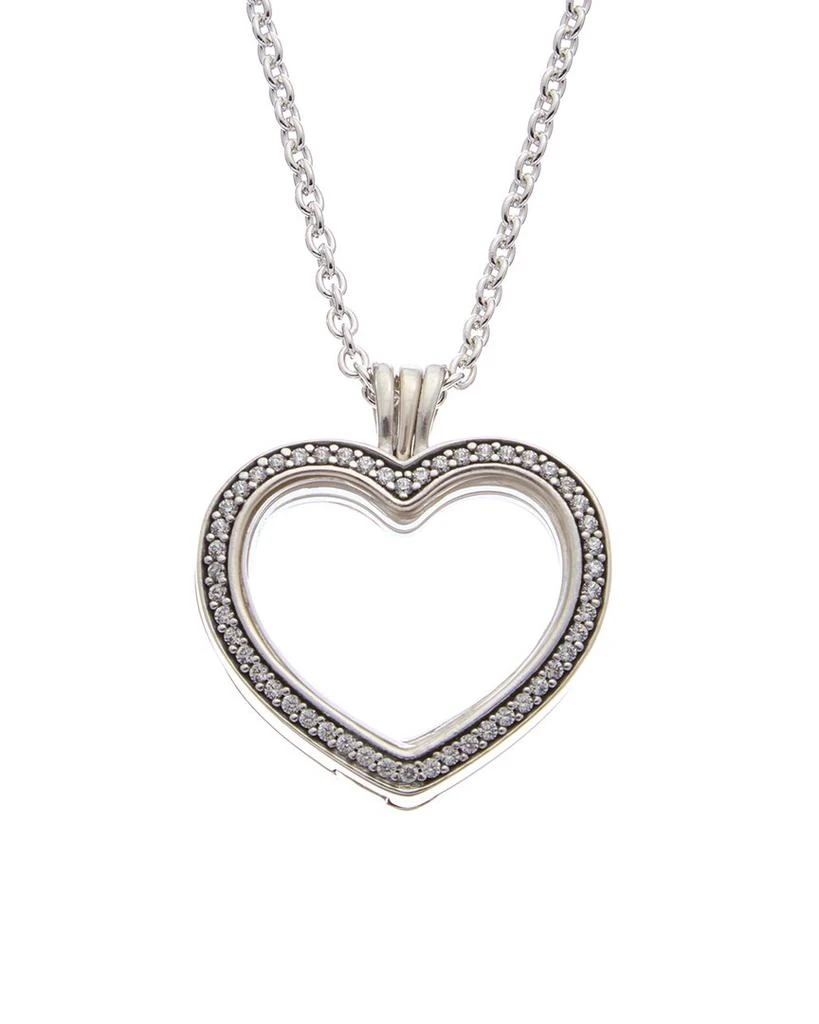 商品PANDORA|Pandora Silver CZ Heart Floating Locket Necklace,价格¥708,第1张图片