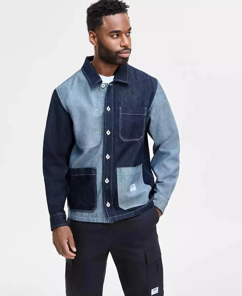 商品Hugo Boss|Men's Eberse Relaxed Fit Two-Tone Button-Front Denim Shirt Jacket,价格¥1713,第2张图片详细描述