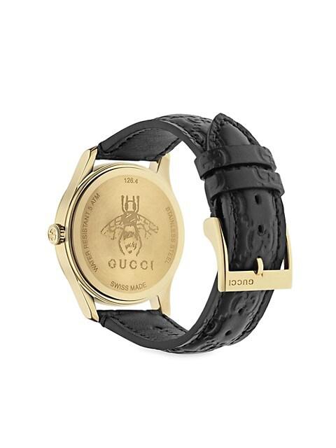 G-Timeless Goldtone Stainless Steel Leather Strap Watch商品第3张图片规格展示