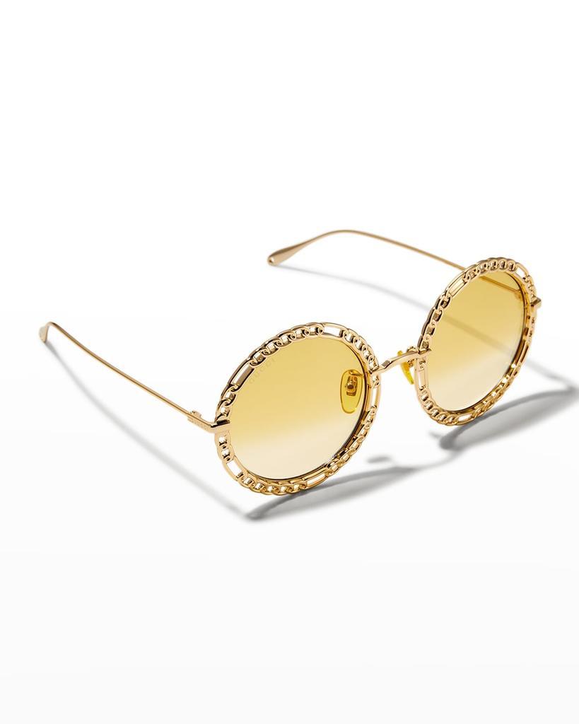 商品Gucci|Chain Round Metal Sunglasses w/ Straps,价格¥6004,第1张图片