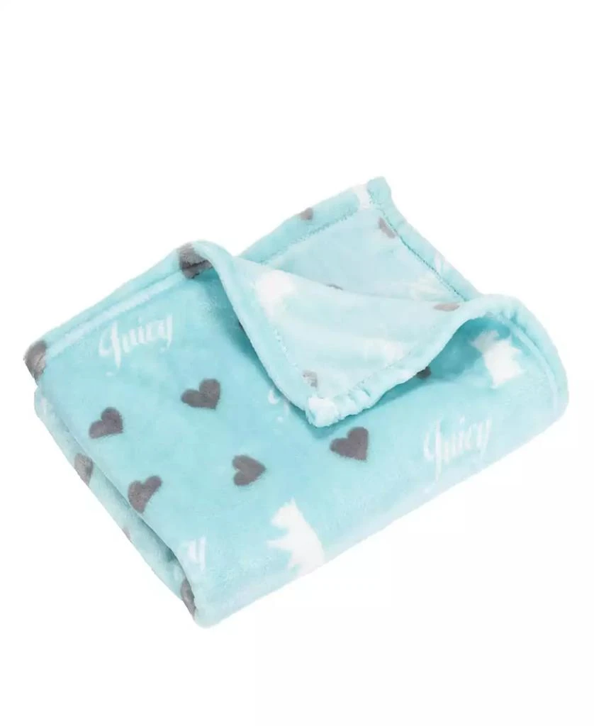 商品Juicy Couture|Plush Flannel Pet Throw Blanket, Juicy Scottie Hearts,价格¥53,第2张图片详细描述