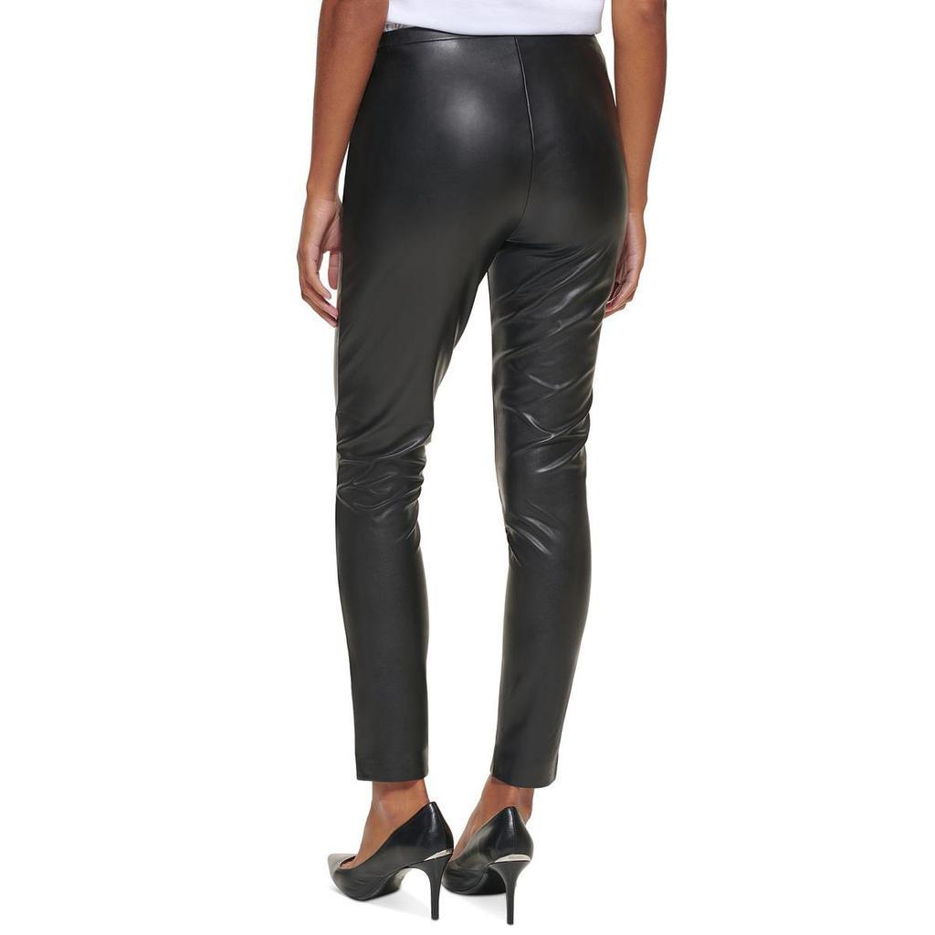 商品Calvin Klein|Calvin Klein Womens Petites Faux Leather Mid Rise Ankle Pants,价格¥224,第4张图片详细描述