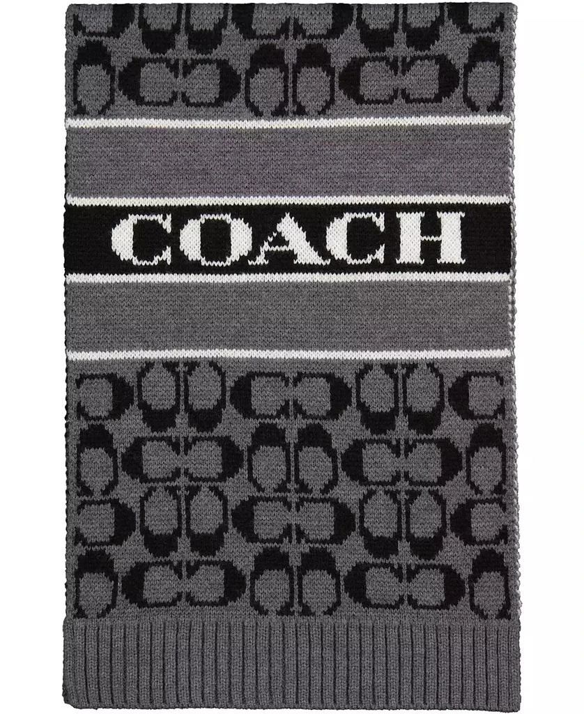 商品Coach|Women's Signature Logo Wool-Blend Rib Knit Scarf,价格¥729,第3张图片详细描述