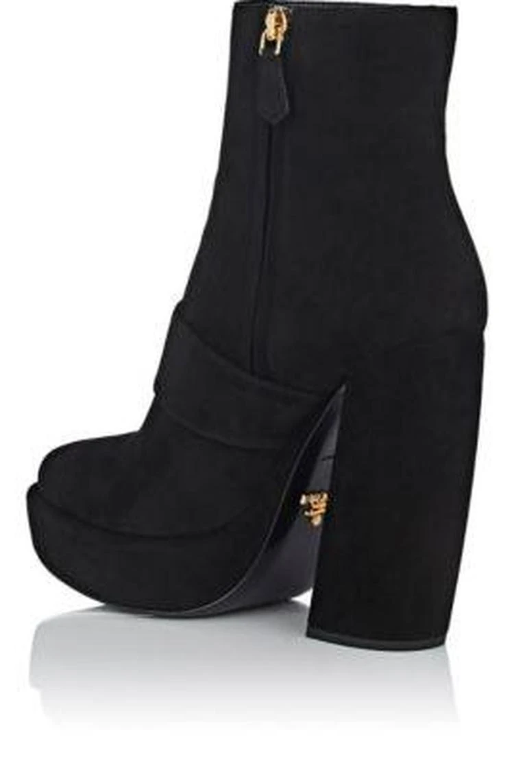 商品Prada|Button-Strap Suede Platform Ankle Boots,价格¥4381,第3张图片详细描述