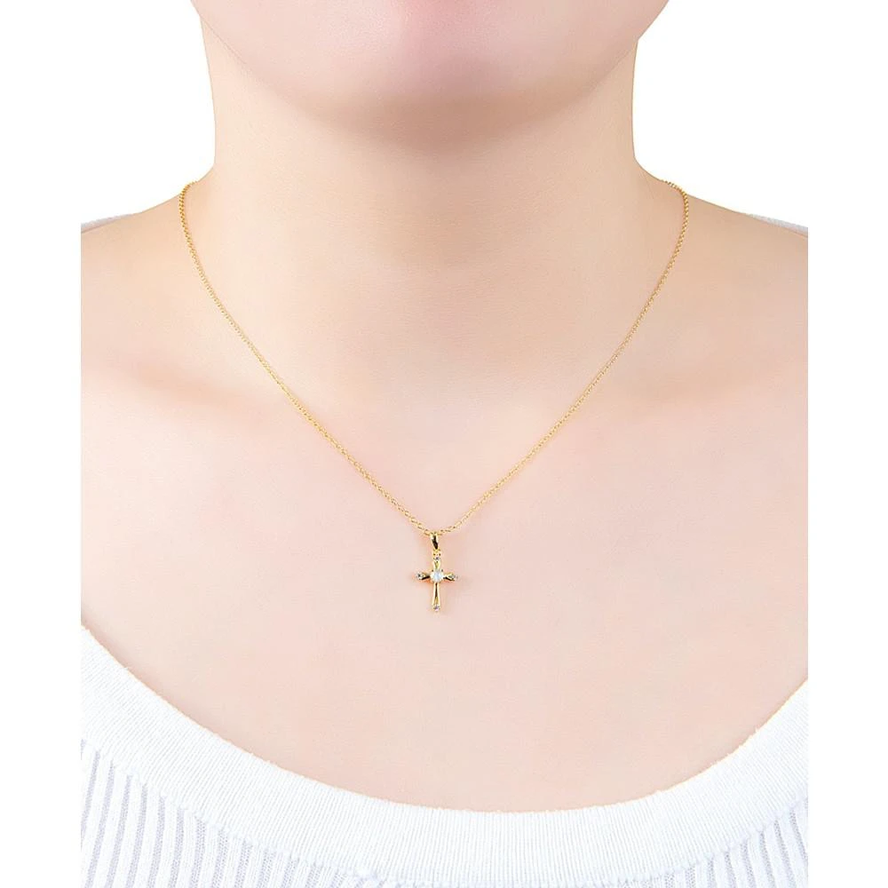 商品Giani Bernini|Simulated Opal (3/8 ct. t.w.) & Cubic Zirconia Cross 18" Pendant Necklace in 18k Gold-Plated Sterling Silver, Created for Macy's,价格¥558,第2张图片详细描述