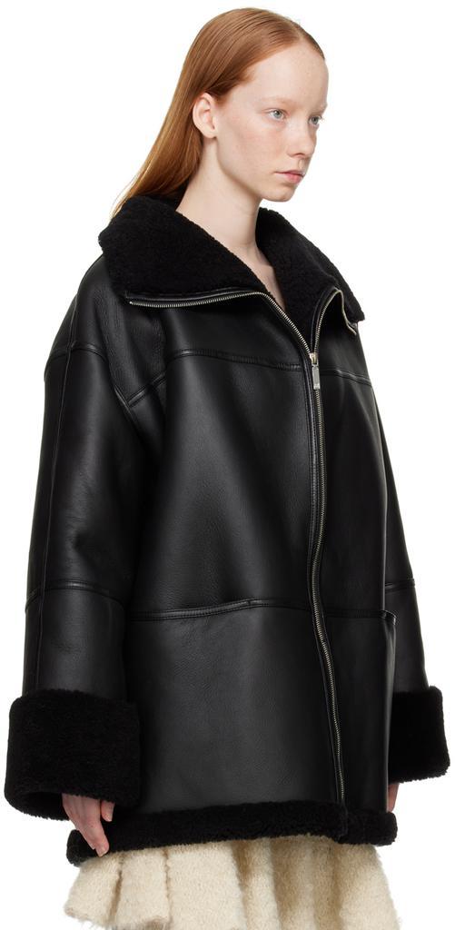 商品Totême|Black Signature Shearling Jacket,价格¥13500,第4张图片详细描述