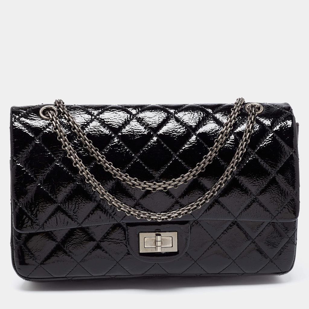 商品[二手商品] Chanel|Chanel Black Quilted Patent Leather Reissue 2.55 Classic 227 Flap Bag,价格¥26808,第1张图片