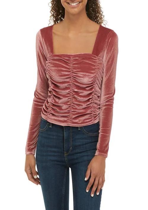商品Love, Fire|Fire Womens  Ruched Velvet Top,价格¥45,第1张图片详细描述