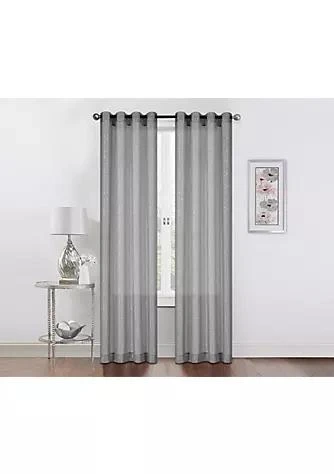 商品Kate Aurora|Aurora Kate Aurora 2 Pack Sparkly Metallic Sheer Grommet Curtains   52 In. W X 84 In. L Gray,价格¥247,第1张图片