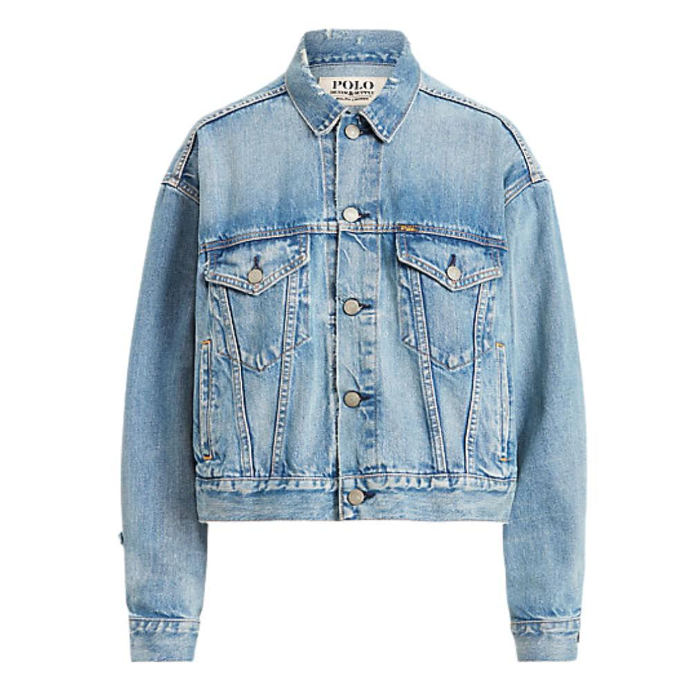 商品Ralph Lauren|Ralph Lauren Womenswear Over Sized Cropped Trucker Jacket,价格¥1865,第1张图片