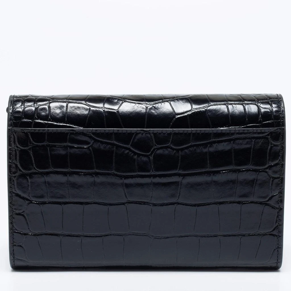 商品Tory Burch|Tory Burch Black Croc Embossed Leather Robinson Wallet on Chain,价格¥2563,第4张图片详细描述