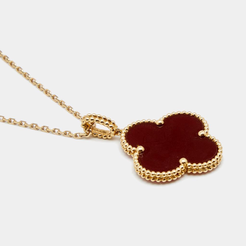 商品[二手商品] Van Cleef & Arpels|Van Cleef & Arpels Magic Alhambra Carnelian 18K Yellow Gold Long Pendant Necklace,价格¥36409,第5张图片详细描述