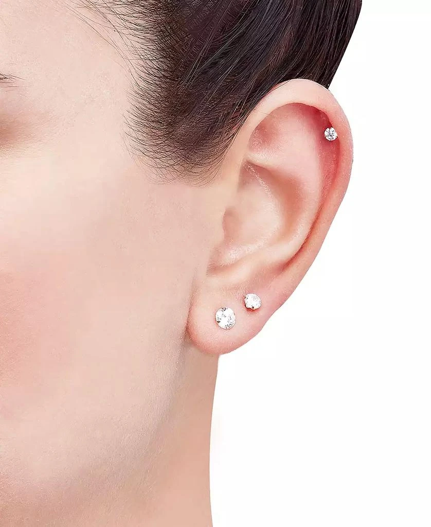 商品Macy's|Cubic Zirconia Round Stud Earrings Set in 14k White Gold (3/8-1-3/4 ct. t.w.),价格¥3874,第2张图片详细描述