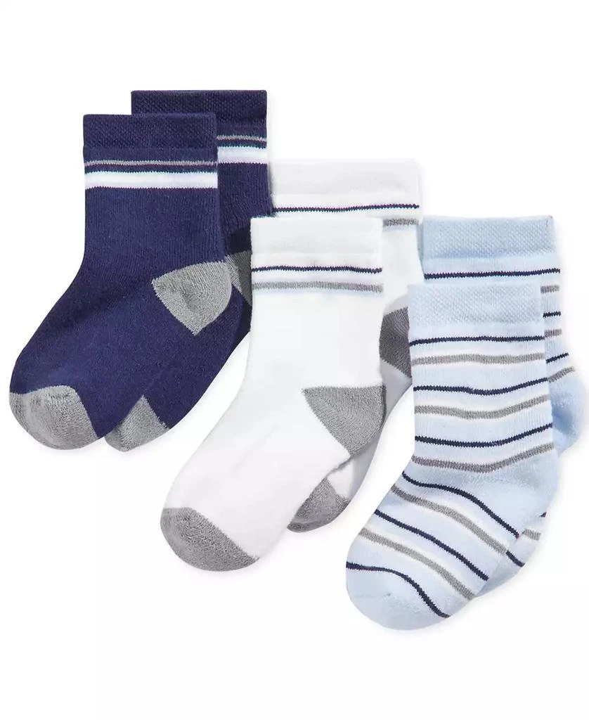 商品First Impressions|Baby Boys Striped Crew Socks, Pack of 3, Created for Macy's,价格¥55,第1张图片