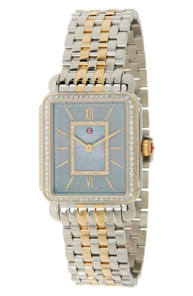 商品Michele|Deco II Two-Tone Sterling Silver Diamond Bracelet Watch - 0.52 ctw,价格¥12609,第1张图片