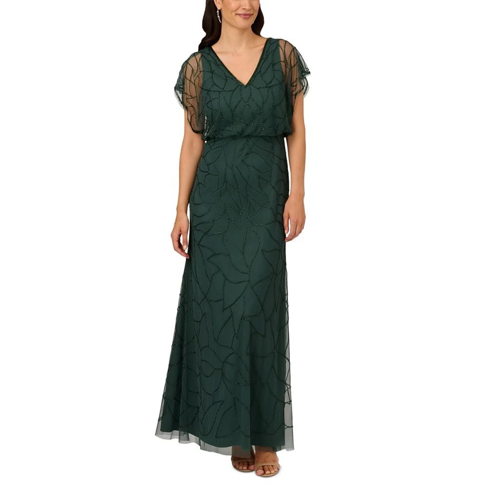 商品Adrianna Papell|Women's Beaded Blouson Dolman-Sleeve Gown,价格¥597,第1张图片