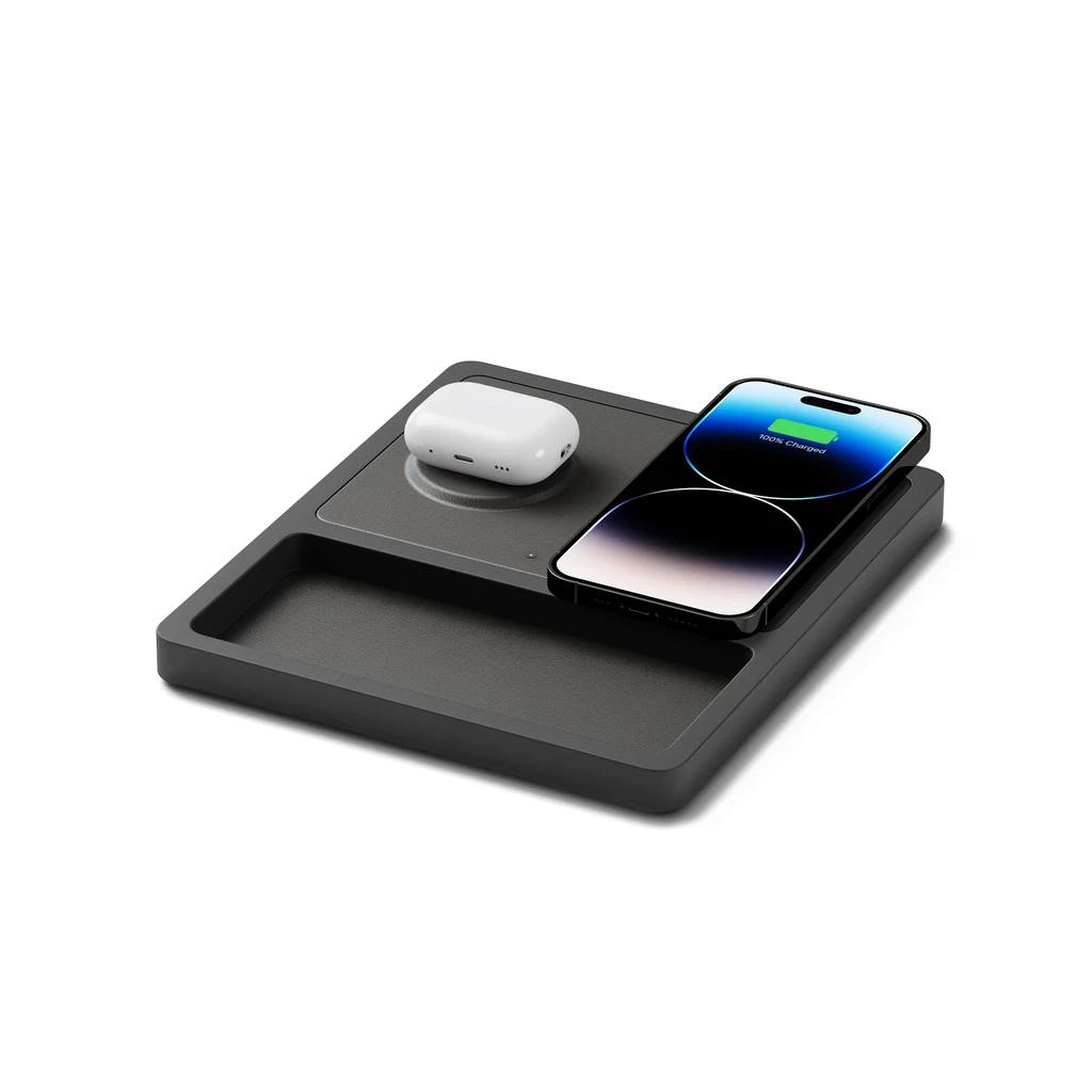 商品NYTSTND|DUO TRAY Black - 2-in-1 MagSafe Midnight Black Wireless Charger with USB-C and A Ports Support,价格¥1071,第1张图片