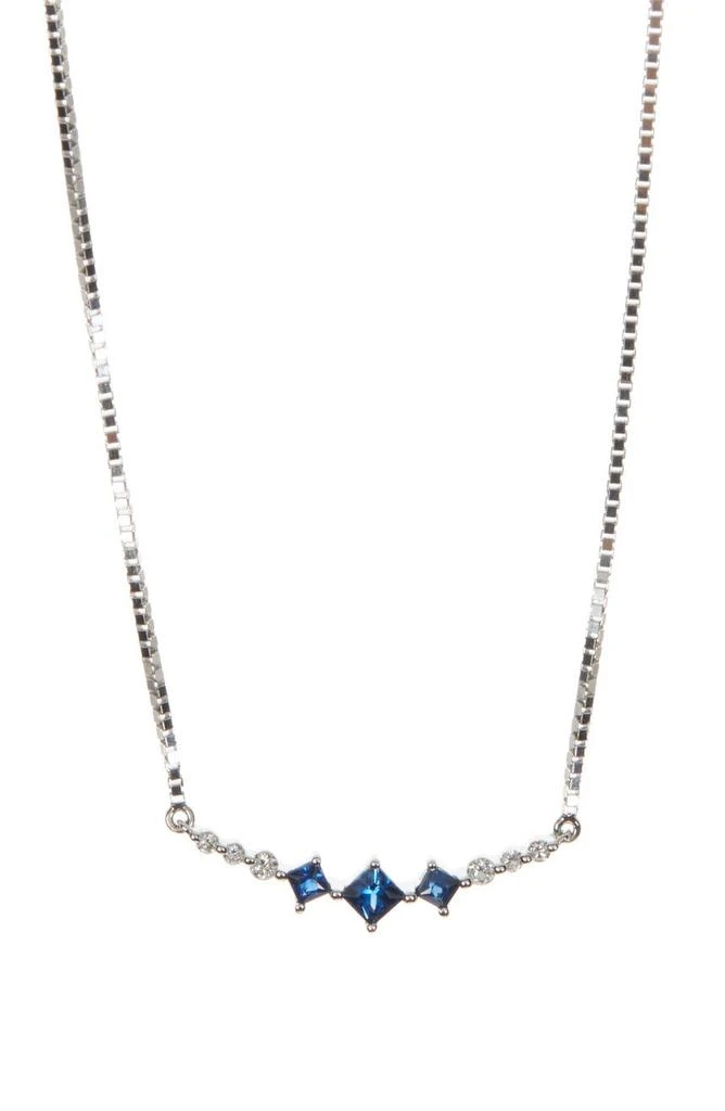 商品Bony Levy|18k White Gold El Mar Sapphire Diamond Bar Pendant Necklace - 0.08 ctw,价格¥4249,第1张图片