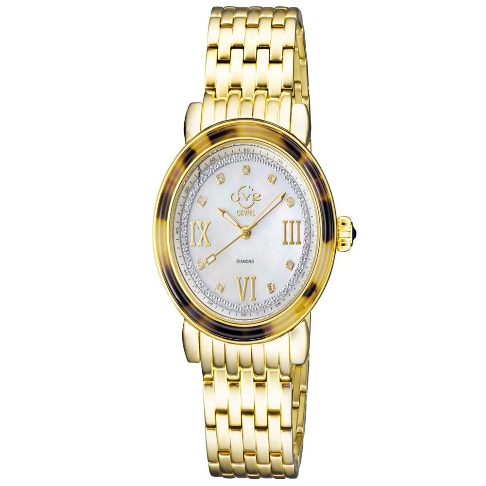 商品Gevril|Women's Marsala Tortoise Swiss Quartz Gold-Tone Stainless Steel Bracelet Watch 36mm,价格¥15018,第1张图片